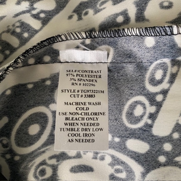 Connected Apparel Black White Dress Geometric Print Sheer 3/4 Sleeves, Size L - Picture 10 of 10